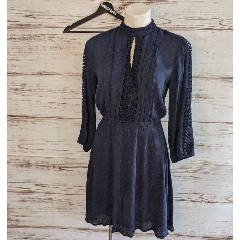 19 Cooper Gauzy Open Back Navy Dress Sz xs